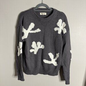 Porridge Size Small Grey Abstract Knit Round Neck Sweater